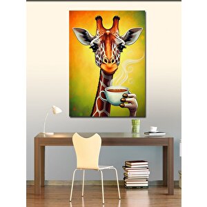Kanvas Tablo Kahve İçen Zürafa 70x100 cm