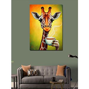Kanvas Tablo Kahve İçen Zürafa 70x100 cm