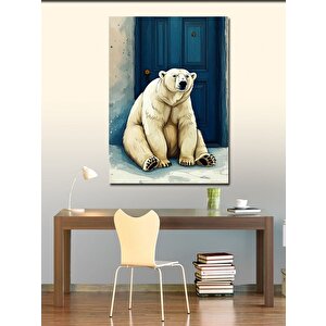 Kanvas Tablo Kapı Önünde Kutup Ayısı 100x140 cm
