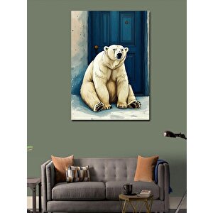 Kanvas Tablo Kapı Önünde Kutup Ayısı 100x140 cm