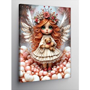 Kanvas Tablo Sevimli Kız Çocuğu Ve Peluş Ayısı 70x100 cm
