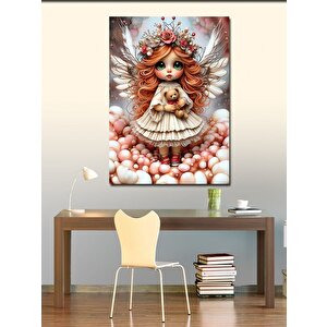 Kanvas Tablo Sevimli Kız Çocuğu Ve Peluş Ayısı 70x100 cm