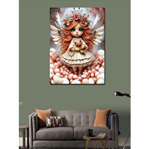 Kanvas Tablo Sevimli Kız Çocuğu Ve Peluş Ayısı 70x100 cm