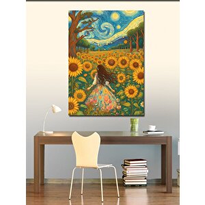 Kanvas Tablo Ayçiçekleri Ve Kadın 70x100 cm