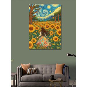 Kanvas Tablo Ayçiçekleri Ve Kadın 70x100 cm