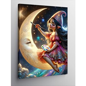Kanvas Tablo Sonbahardaki Kadın Ve Ay 70x100 cm