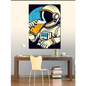 Kanvas Tablo Pizza Yiyen Astronot