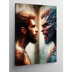 Kanvas Tablo Aynadaki Adam Ve Korkunç Yansıması 100x140 cm