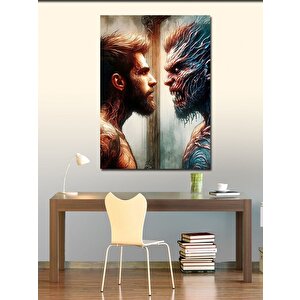Kanvas Tablo Aynadaki Adam Ve Korkunç Yansıması 100x140 cm