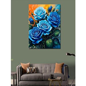 Kanvas Tablo Mavi Güller 70x100 cm