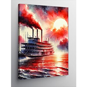 Kanvas Tablo Gün Batımında Gemi 100x140 cm