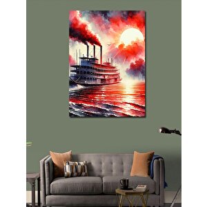 Kanvas Tablo Gün Batımında Gemi 100x140 cm