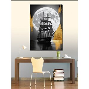 Kanvas Tablo Ay Işığında Yelkenli Gemi 70x100 cm