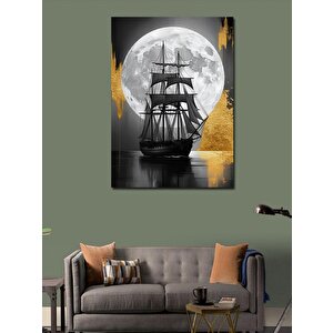 Kanvas Tablo Ay Işığında Yelkenli Gemi 70x100 cm