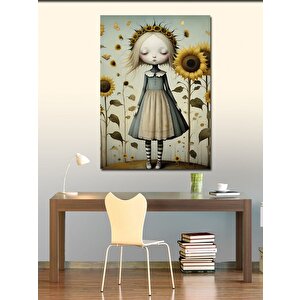 Kanvas Tablo Ayçiçeği Kız 100x140 cm