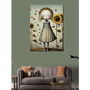 Kanvas Tablo Ayçiçeği Kız 100x140 cm