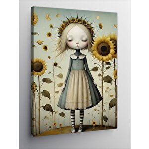 Kanvas Tablo Ayçiçeği Kız 70x100 cm