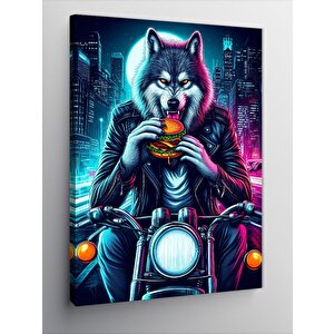 Kanvas Tablo Motorsiklet Süren Kurt 100x140 cm