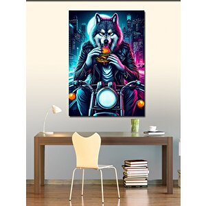 Kanvas Tablo Motorsiklet Süren Kurt 100x140 cm