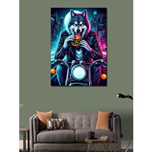 Kanvas Tablo Motorsiklet Süren Kurt 100x140 cm