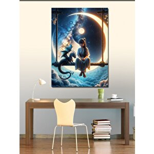 Kanvas Tablo Ay Ve Ejderha 70x100 cm