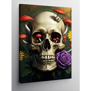 Kanvas Tablo Gül Ve Kafatası 70x100 cm