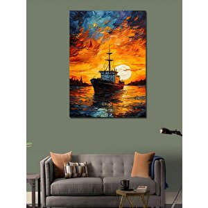 Kanvas Tablo Gün Batımı Ve Tekne 100x140 cm