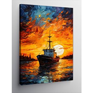 Kanvas Tablo Gün Batımı Ve Tekne 50x70 cm