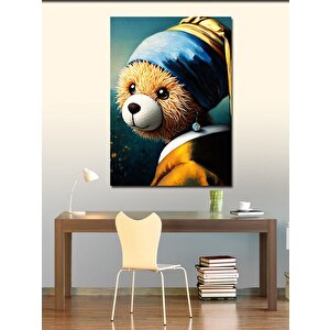 Kanvas Tablo İnci Küpeli Ayıcık 100x140 cm
