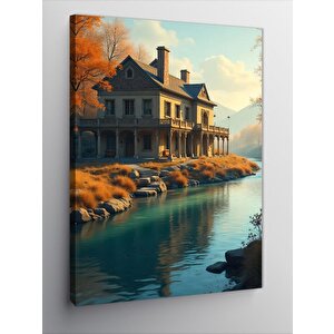Kanvas Tablo Göl Evi 100x140 cm