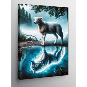Kanvas Tablo Yansıyan Koyun Ve Kurt 70x100 cm