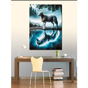 Kanvas Tablo Yansıyan Koyun Ve Kurt 70x100 cm