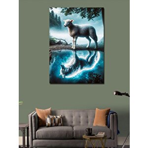 Kanvas Tablo Yansıyan Koyun Ve Kurt 70x100 cm