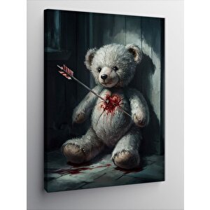 Kanvas Tablo Kalbinden Yaralanmış Oyuncak Ayı 50x70 cm