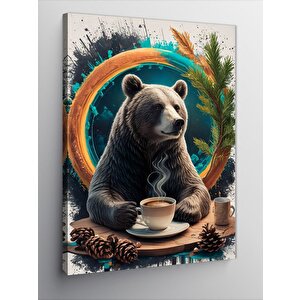 Kanvas Tablo Kahve İçen Ayı 50x70 cm