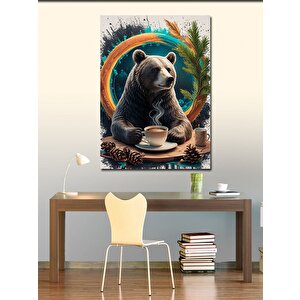 Kanvas Tablo Kahve İçen Ayı 50x70 cm