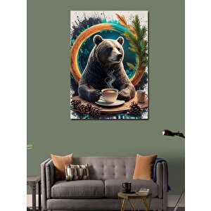 Kanvas Tablo Kahve İçen Ayı 50x70 cm