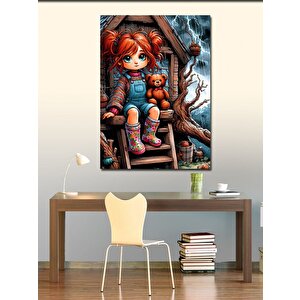 Kanvas Tablo Küçük Kız Ve Oyuncak Ayısı 50x70 cm