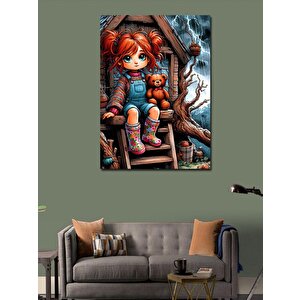 Kanvas Tablo Küçük Kız Ve Oyuncak Ayısı 50x70 cm