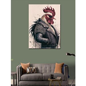 Kanvas Tablo Deri Ceketli Horoz 50x70 cm