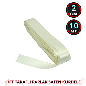 Saten Kurdele, 2cm X 10mt - Krem