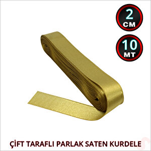 Saten Kurdele, 2cm X 10mt - Altın