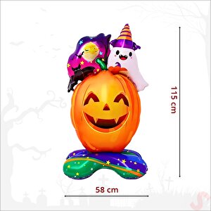 Halloween Gülenyüz Balkabağı Folyo Balon, 115 Cm X 58 Cm