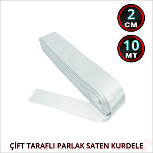Saten Kurdele, 2cm X 10mt - Beyaz