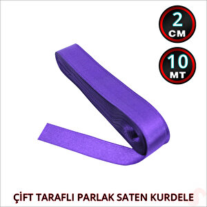 Saten Kurdele, 2cm X 10mt - Mor