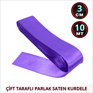 Saten Kurdele, 3cm X 10mt - Mor