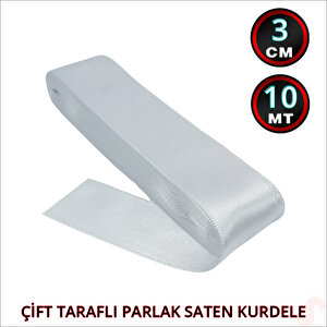 Saten Kurdele, 3cm X 10mt - Gümüş