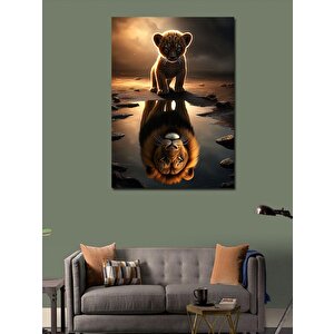 Kanvas Tablo Yavru Aslan Ve Yansıması 70x100 cm