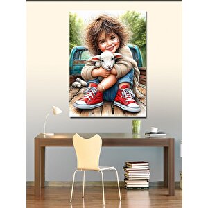 Kanvas Tablo Oyuncak Kuzu Ve  Çocuk 70x100 cm