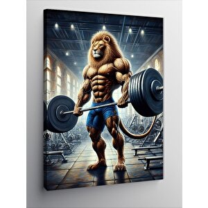 Kanvas Tablo Ağırlık Kaldıran Aslan 50x70 cm